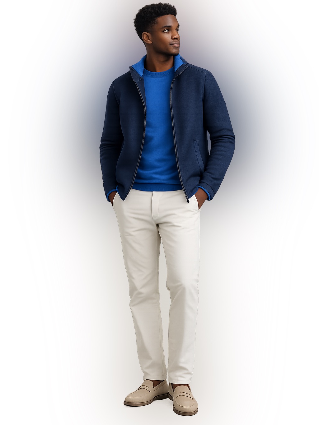 Classic Unisex Crew Zip Jacket In Charcoal